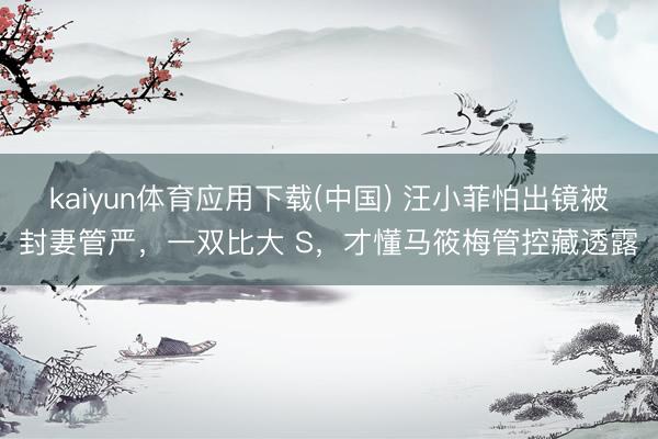 kaiyun体育应用下载(中国) 汪小菲怕出镜被封妻管严，一双比大 S，才懂马筱梅管控藏透露