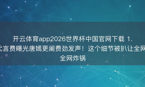 开云体育app2026世界杯中国官网下载 1.2亿代言费曝光