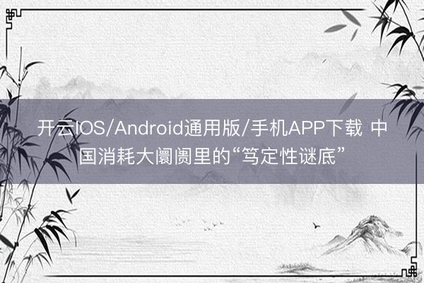 开云IOS/Android通用版/手机APP下载 中国消耗大阛阓里的“笃定性谜底”